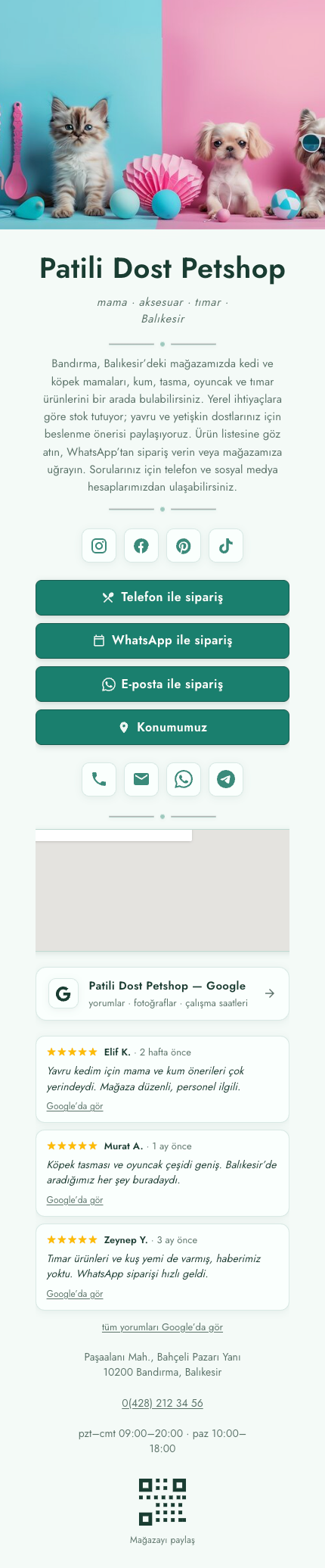 Kafe — örnek site önizlemesi