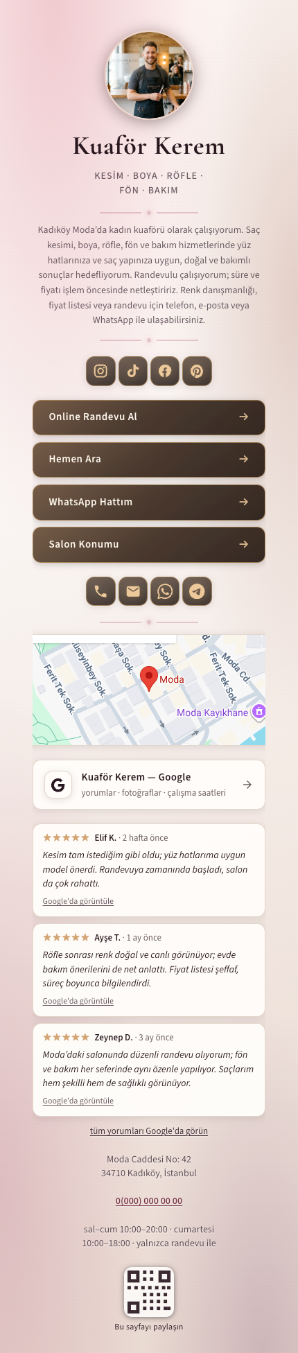 Kuaför · Oklu · Pembe template preview