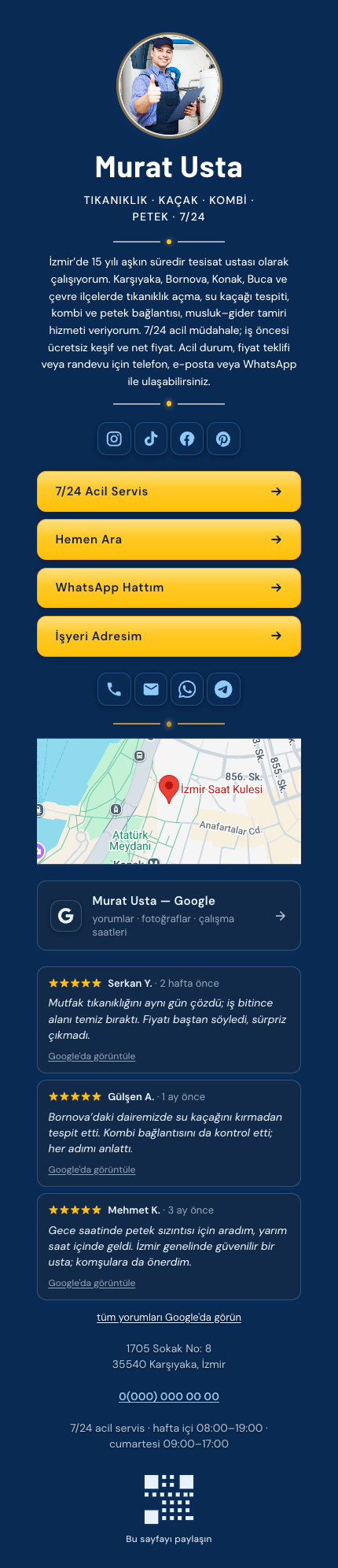 Usta · Oklu · Mavi Koyu template preview